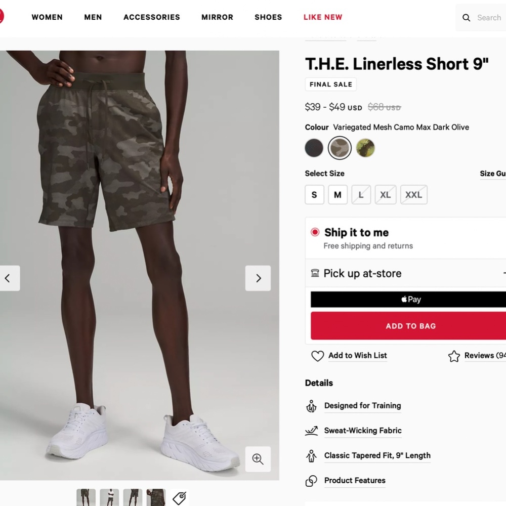 HELL YEAH Lululemon Camo THE Linerless Shorts 9"
